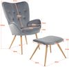 Albatros Ohrensessel mit Hocker YORK, Samt Bezug, bequem gepolstert, Fernsehsessel, Polstersessel, Farbe Ohrensessel:Beige Bild 5
