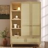 REDOM Kleiderschrank Praktisches Kleidersystem mit offenen & geschlossenen Fächern (Packung, 1-St, Mit Kippsicherung für zusätzliche Sicherheit im Kinder) In Eicheoptik mit Rattan, 180x120x50 cm,Kleiderstange & 2 Schubladen Bild 2