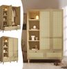 REDOM Kleiderschrank Praktisches Kleidersystem mit offenen & geschlossenen Fächern (Packung, 1-St, Mit Kippsicherung für zusätzliche Sicherheit im Kinder) In Eicheoptik mit Rattan, 180x120x50 cm,Kleiderstange & 2 Schubladen Bild 5