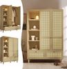 REDOM Kleiderschrank Praktisches Kleidersystem mit offenen & geschlossenen Fächern (Packung, 1-St, Mit Kippsicherung für zusätzliche Sicherheit im Kinder) In Eicheoptik mit Rattan, 180x120x50 cm,Kleiderstange & 2 Schubladen Bild 4