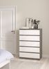 Dmora Kommode Ansel, Mehrzweckkommode, Schlafzimmerkommode, Schrank mit Schubladen, 77x50 h111 cm, Zement und Glänzendes Weiß Bild 2