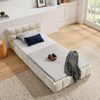 Chenille Polsterbett 90x200 cm, Beige, Eukalyptus-Holz & Eisenrahmen, 200 kg Tragkraft, Hypoallergen Bild 3