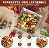 Grillpfanne quadratisch / mit Klapp-Griff / Edelstahl ca. 30,5 x 6 x 51,5 cm / Grillkorb Grillplatte Bild 2