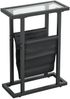 Beistelltisch B 40 x T 18 x H 55,5 cm, mit Glasplatte, Stofftasche und Metallrahmen, schwarz Bild 2