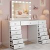 Schminktisch OSLO mit Hollywoodspiegel - 150 x 55 x 155 cm, Holz, Weiß | Kosmetiktisch Schminken Make-Up-Tisch Bild 4