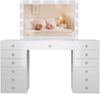 Schminktisch OSLO mit Hollywoodspiegel - 150 x 55 x 155 cm, Holz, Weiß | Kosmetiktisch Schminken Make-Up-Tisch Bild 2