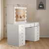 Schminktisch OSLO mit Hollywoodspiegel - 150 x 55 x 155 cm, Holz, Weiß | Kosmetiktisch Schminken Make-Up-Tisch Bild 3