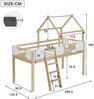 Novelux Hochbett 90x200 Kinderhochbett mit Fallschutz und Dach – Kiefer, MDF & Sperrholz in Weiß/Natur, Leiter, Hausbett-Design Bild 2
