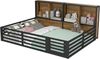 Polsterbett 140×200 cm aus Leinen-Stoff mit LED-Beleuchtung und USB-Typ-C-Anschluss, beige Bild 5
