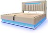 Polsterbett 140×200 cm aus Leinen-Stoff mit LED-Beleuchtung und USB-Typ-C-Anschluss, beige Bild 5