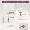 Sideboard 152×40×75 cm, Weiß, Küchenschrank mit Metallbeinen, Kippsicherung, goldfarbene Griffe, Stauraum 4 Ablagen, 75cmx152cmx40cm Bild 5
