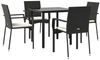 vidaXL 5-tlg. Garten-Essgruppe mit Kissen Schwarz Poly Rattan 3185120 Bild 3