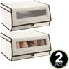 mDesign Schuhbox Aufbewahrungsbox Organizer stapelbar 2er Set Creme / Braun Bild 4