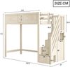 Hochbett 90x200 cm aus Holzmaterial mit Sicherheitszaun, Fensterdesign, auswechselbarer Leiter und Stauraum Bild 5