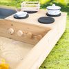 roba Sandkasten Street & Play aus Holz - Design mit Straße, Kochplatte, Spielwanne - Sandkiste groß mit Abdeckungen aus wetterfestem Holz - Natur / Schwarz Bild 2