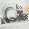 Abtropfgestell Metall schwarz Geschirrabtropfer Abtropfgitter Holzgriff mDesign Bild 5