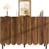 Sideboard, Modern, Holzfarben, Wellentüren, 120 × 35 × 80 cm, Grifflos, Verstellbare Regale, Stauraum für Wohnzimmer, Flur, Esszimmer Bild 2