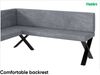 MEBLINI Eckbank für Esszimmer mit ausziehbarem Tisch - Küchenbank - Essecke - Sitzecke Küche - TONI - X-Beine 128x168x87cm Links - Grau Samt/M Schwarz Hochgl. Bild 5