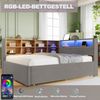 Polsterbett 140x200 cm mit Ausziehbett 90x190 cm aus Flanell, mit LED-Beleuchtung und Stauraum Bild 5