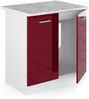 Spülenunterschrank R-Line Bordeaux Hochglanz 80 cm mit Türen, mit Arbeitsplatte Vicco Bild 5