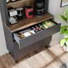 Roomart Küchenschrank VENEDIK 90×179×42 cm – Moderner Buffet- & Mehrzweckschrank mit Schublade, Türen & verstellbaren Einlegeböden – Mikrowellenschrank & Aufbewahrungsschrank für Küche, Esszimmer & Wohnzimmer • Anthrazit-Eiche Bild 4