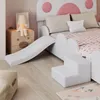 Kinderbett mit Rutsche, Treppe, gepolstertem Kopfteil und Rausfallschutz, 90x200cm, Einzelbett Polsterbett, Kunstleder Bild 4