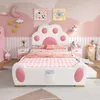 Kinderbett mit Rutsche, Treppe, gepolstertem Kopfteil und Rausfallschutz, 90x200cm, Einzelbett Polsterbett, Kunstleder Bild 2