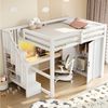 REDOM Hochbett Kinderbett,Stauraumbett (mit Schreibtisch, Regal, Kleiderschrank und LED-Beleuchtung in Weiß, 1-St, 252.5 x 144.5x 170) Bild 2