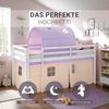 Hochbett Kinder 90x200 cm mit Lattenrost Kinderbett Kinderhochbett Stockbett Tunnel Vorhang Lila Peach Holz Massiv Bild 5
