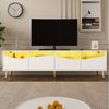 Merax Lowboard mit LED und Bluetooth steuerbar (1 St, 180 x 40 x 50 cm), TV-Schrank Fernsehtisch mit Glasfront und goldene Metallfüße Bild 3