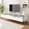 Merax Lowboard mit LED und Bluetooth steuerbar (1 St, 180 x 40 x 50 cm), TV-Schrank Fernsehtisch mit Glasfront und goldene Metallfüße Bild 2
