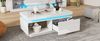 Wohnzimmer-Set aus TV-Schrank und Couchtisch, Hochglanz mit LED, 181x38x38 cm & 100x50x40,3 cm, Weiß Bild 2