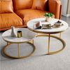 PXloue Couchtisch rund (2-St, Platzsparendes stapelbares Design), Marmormuster Beistelltisch mit Ablageboden,80x46x41cm+Ø52x51cm Bild 5