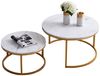 PXloue Couchtisch rund (2-St, Platzsparendes stapelbares Design), Marmormuster Beistelltisch mit Ablageboden,80x46x41cm+Ø52x51cm Bild 4