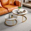 PXloue Couchtisch rund (2-St, Platzsparendes stapelbares Design), Marmormuster Beistelltisch mit Ablageboden,80x46x41cm+Ø52x51cm Bild 2