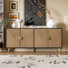 Sideboard 160 x 40 x 75 cm aus MDF und Holzoptik mit 4 Türen und goldfarbenen Details Bild 2
