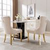Esszimmerstuhl 50,5 x 45 x 95 cm aus Samt in Beige – mit Türklopfer, Nagelkopfbesatz und Edelstahlbeinen Bild 2