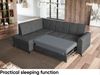 MEBLINI Schlafcouch mit Bettkasten - SCANDI - 236x171x85cm Links - Dunkelgrau Samt - Kleines Ecksofa mit Schlaffunktion - Sofa mit Relaxfunktion - Kleine Couch L-Form - Eckcouch Bild 5