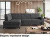 MEBLINI Schlafcouch mit Bettkasten - SCANDI - 236x171x85cm Links - Dunkelgrau Samt - Kleines Ecksofa mit Schlaffunktion - Sofa mit Relaxfunktion - Kleine Couch L-Form - Eckcouch Bild 3