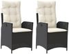 vidaXL Gartensessel mit Kissen 2 Stk. Verstellbar Schwarz Poly Rattan 365264 Bild 2