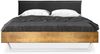 Möbel-Eins CURBY Kufenbett mit Polster-Kopfteil, Material Massivholz, rustikale Altholzoptik, Fichte, Kufen Weiß vintage 90x220 cm Kunstleder Schwarz Bild 2