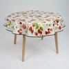 laro Tischdecke 140cm runde Wachstuchtischdecke mit Saum-Eingefasst Erdbeeren Rot Weiß Bild 2