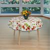 laro Tischdecke 140cm runde Wachstuchtischdecke mit Saum-Eingefasst Erdbeeren Rot Weiß Bild 3