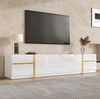 TV-Schrank 180x40x38 cm mit 4 Schubladen und 2 Türen – Hochglanz in Weiß mit goldfarbenen Details Bild 3