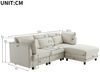 Merax 3-Sitzer mit Hocker, XXL Sofa, aus Leinen mit 2 Kissen,Sofagarnitur,Loungesofa,modulare Couch Bild 3