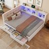 Daybett, Tagesbett, Schlafsofa, 140x200 cm, Einzelbett(Ohne Matratze), mit Schubladen, mit dimmbarer LED-Leiste, mit praktischem Regal, mit USB-Anschluss, Kiefernholz, Weiß Bild 4
