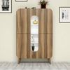 Dmora Kommode Novella, Wohnzimmerbuffet, Wohnzimmer-Sideboard, Moderne Küchen-Speisekammer, 93x32h144 cm, Walnuss und Weiß Bild 4