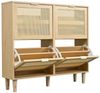 Flieks Schuhschrank (100x25x90 cm, 1-St, mit Metallgriffen, für Flur) Schuhkommode mit 4 Klappschubladen Rattan Schuhregal Massivholzbeine Bild 2