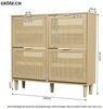 Flieks Schuhschrank (100x25x90 cm, 1-St, mit Metallgriffen, für Flur) Schuhkommode mit 4 Klappschubladen Rattan Schuhregal Massivholzbeine Bild 3