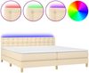 vidaXL Polsterbett mit Matratze & LED Stoff Creme 200x200 cm, Härtegrad: H2 [3134066] Bild 2